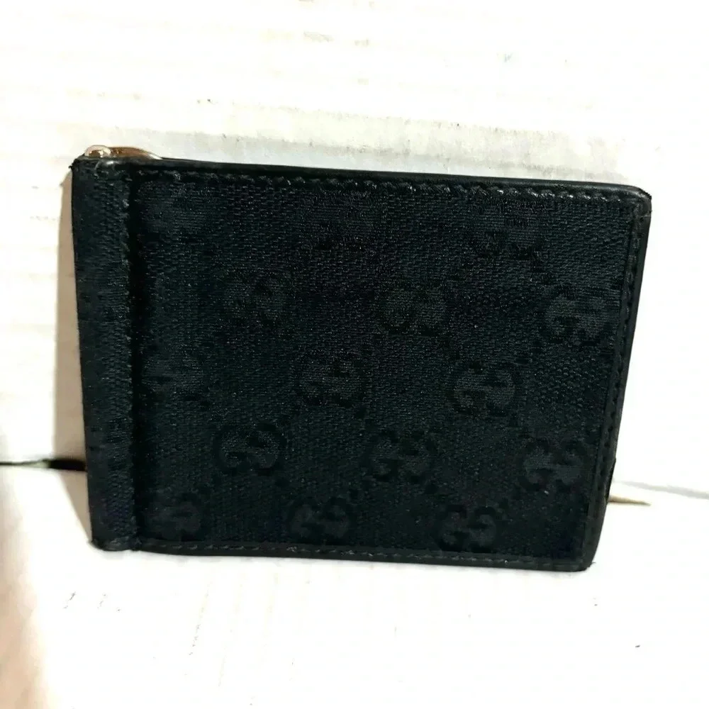 Gucci GG  unisex black canvas/ leather wallet